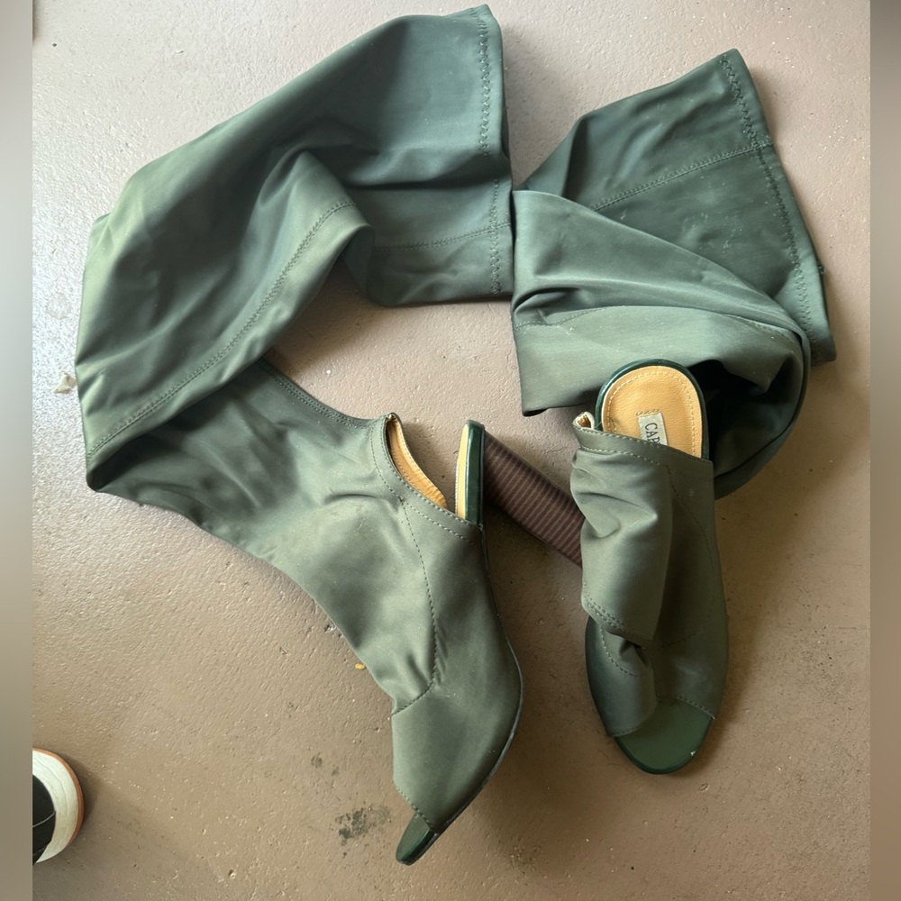 Knee high open heel sandals